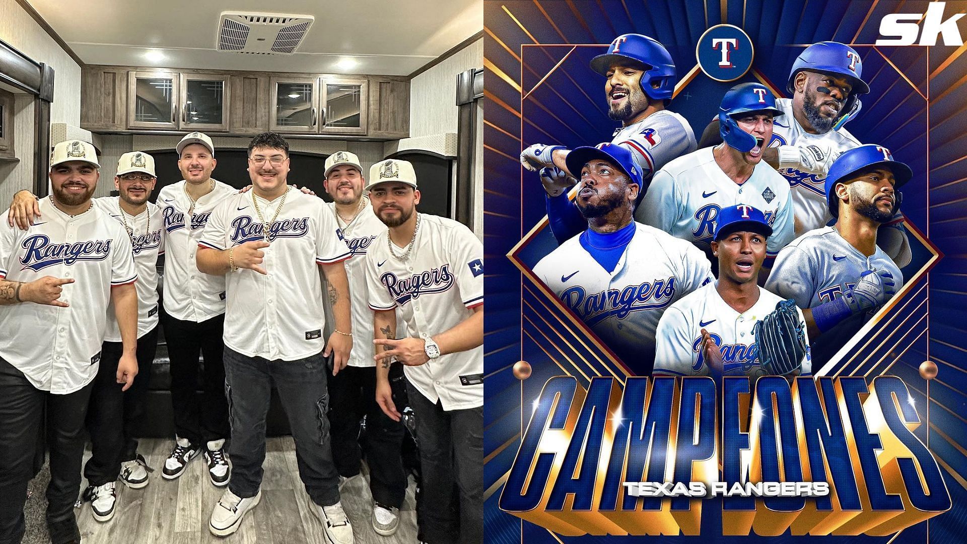 Mexican-American band Grupo Frontera shows team spirit by rocking Rangers jersey at 2023 tour concert