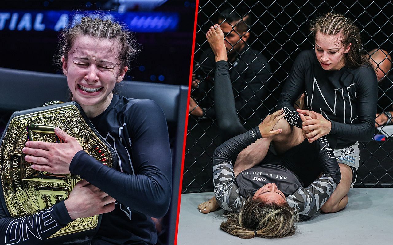 Danielle Kelly (left) and Kelly during a fight (right) | Image credit: ONE Championship