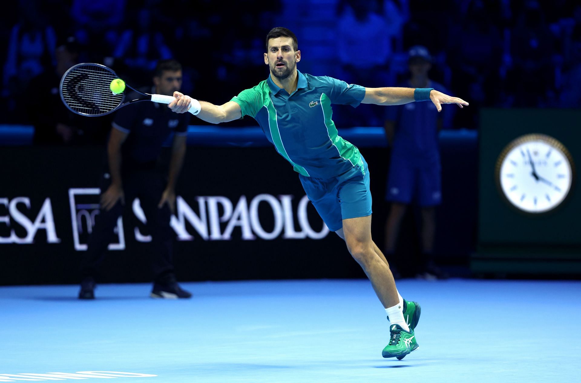 Novak Djokovic in action at the ATP Finals