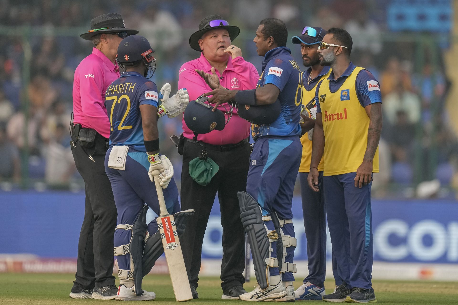 Angelo Mathews couldn&#039;t convince the umpires to reverse their decision. [P/C: AP]