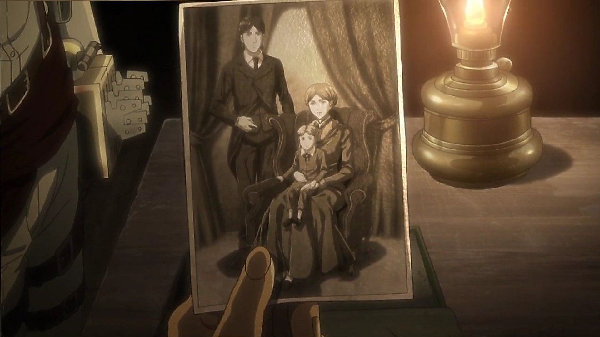 Grisha&#039;s photo from the basement (Image via Wit Studio)