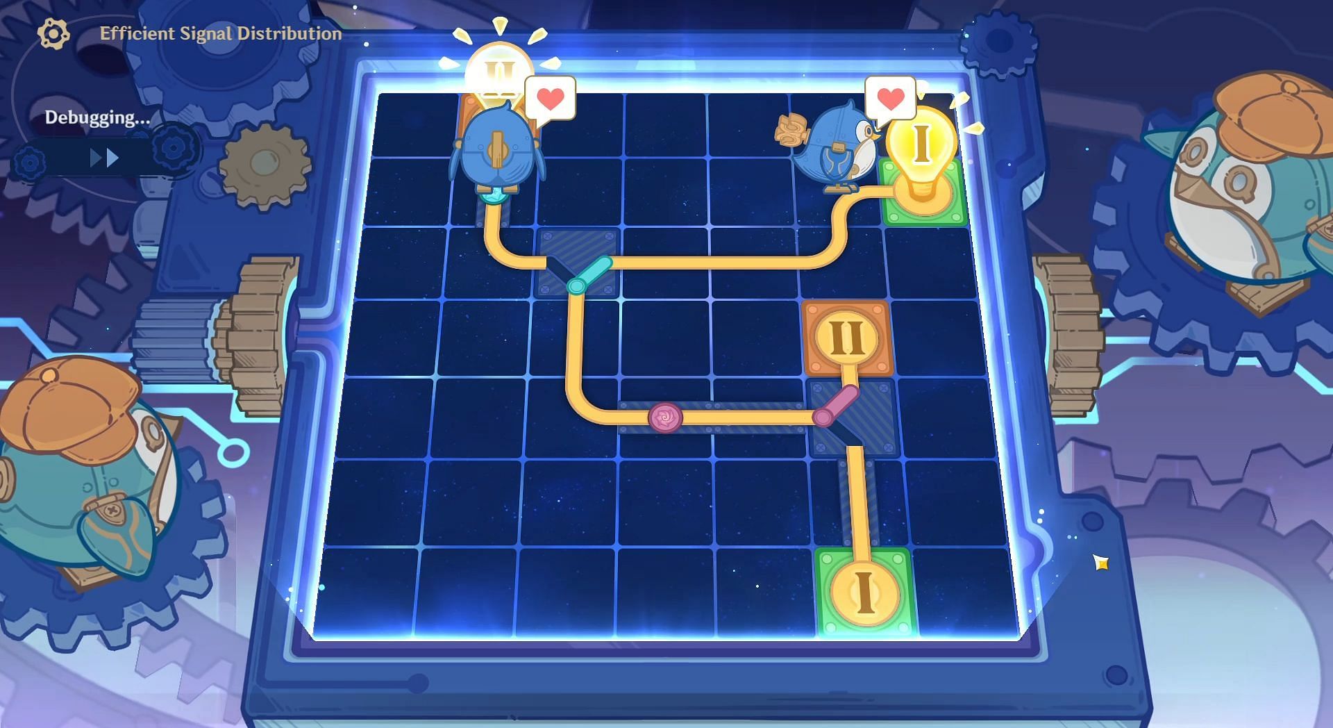 Efficient Signal Distribution puzzle solution(Image via HoYoverse)