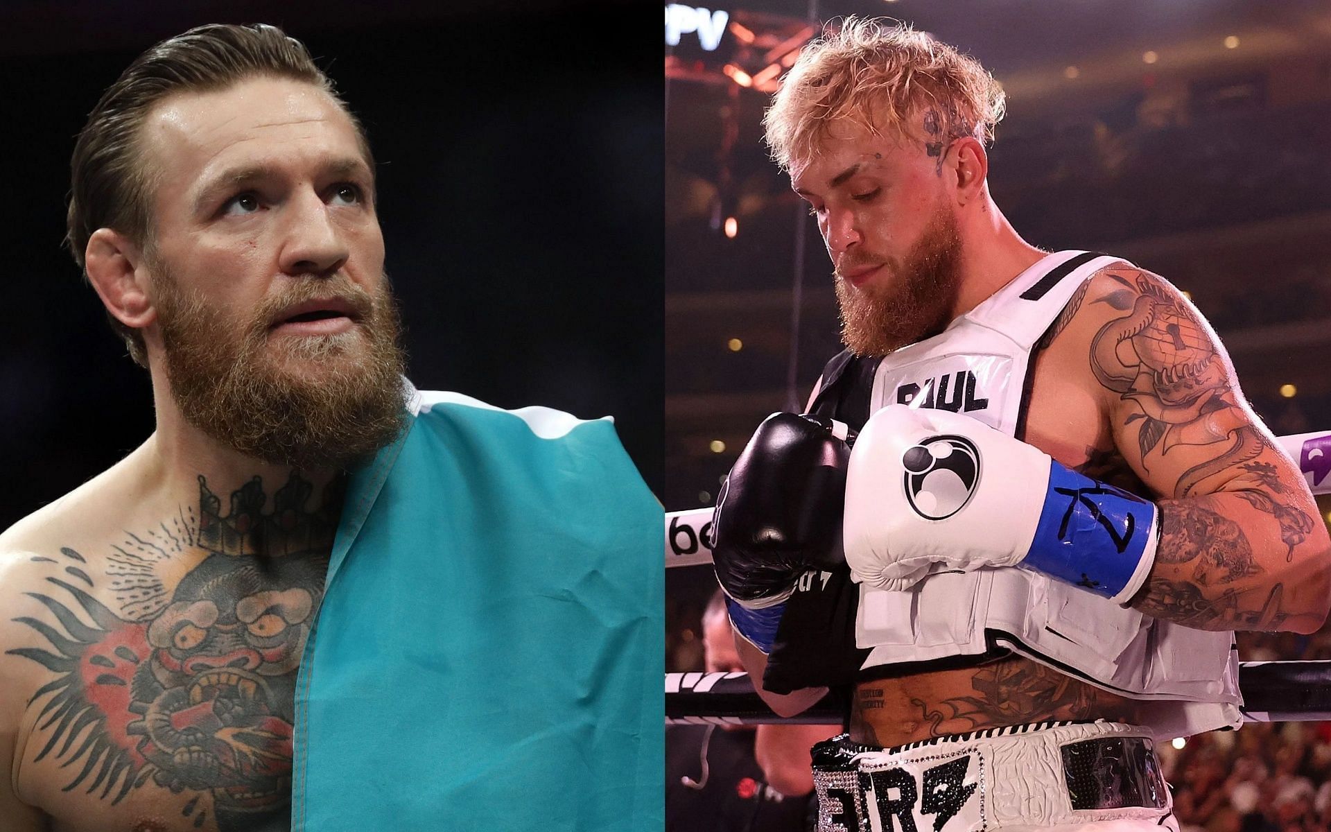 Conor McGregor (L), and Jake Paul (R).