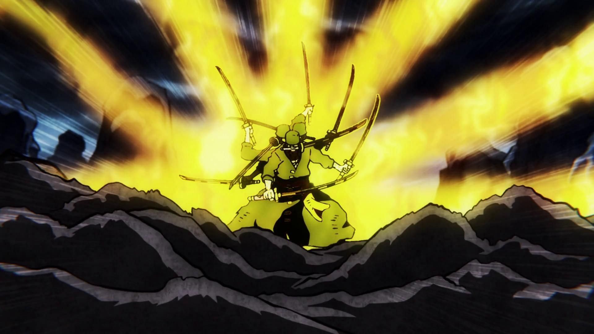 Zoro unleashing his Ashura attack against Kaido (Image via Toei Animation, One Piece)