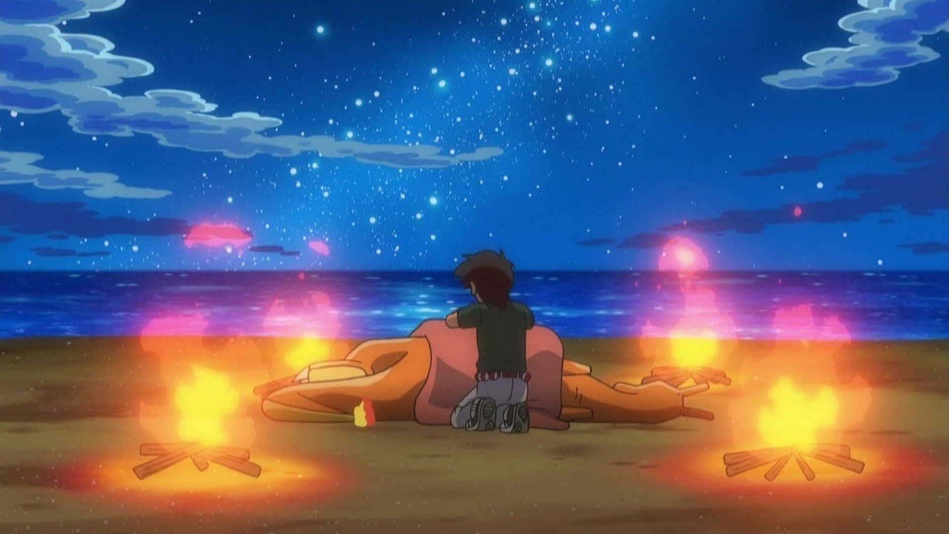 Ash taking care of Charizard (Image via The Pokemon Company)