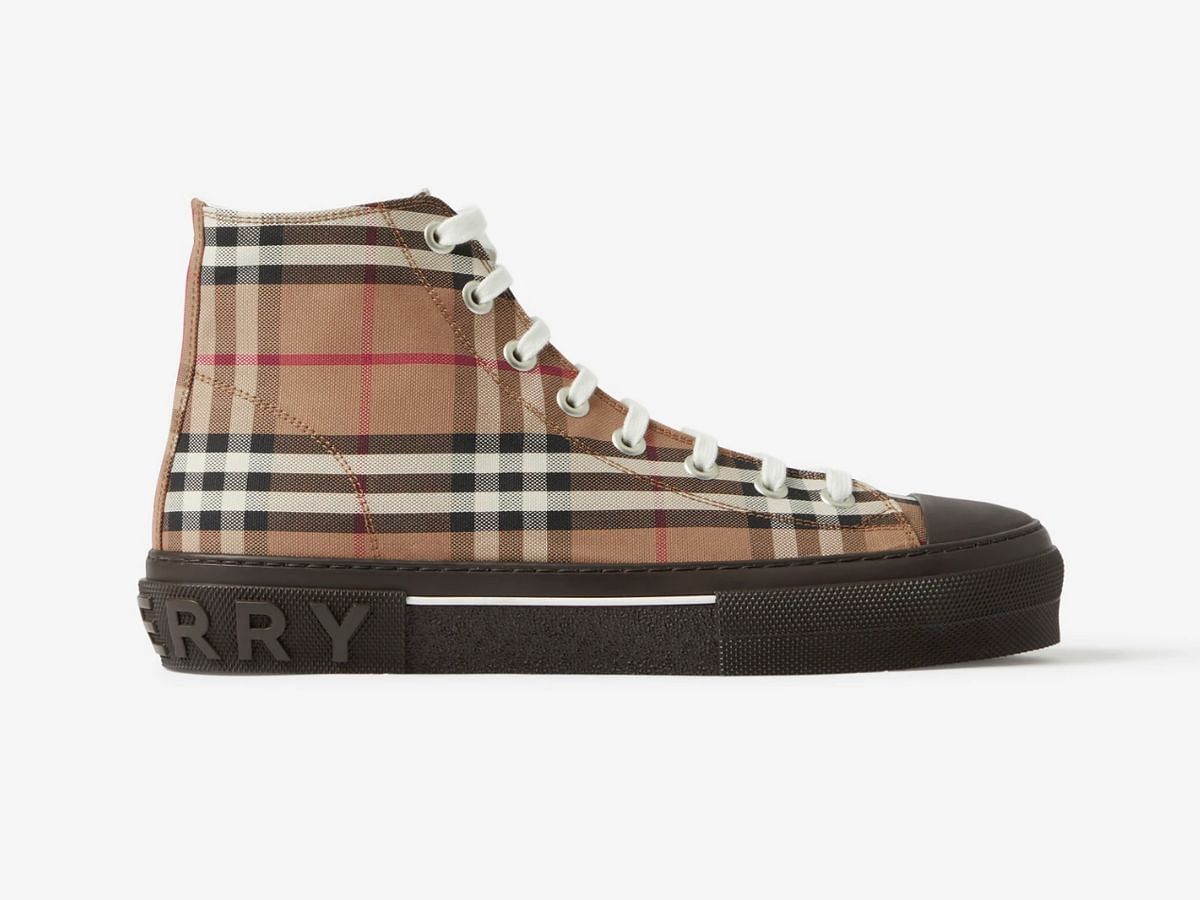 The Check Cotton High-top sneakers (Image via Burberry)