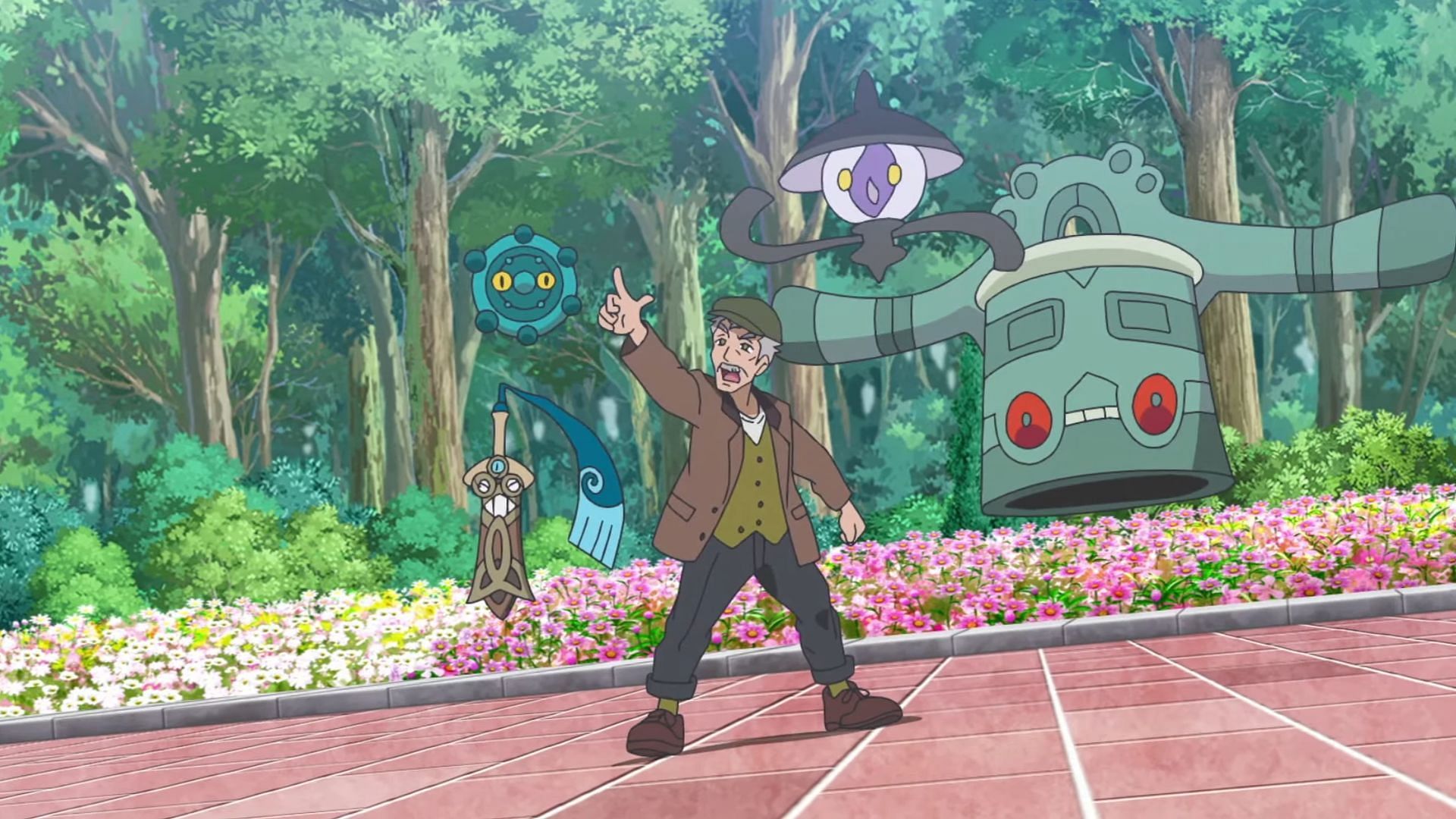 Tepen stands up to the Pokemon Horizons heroes investigating him (Image via The Pokemon Company)