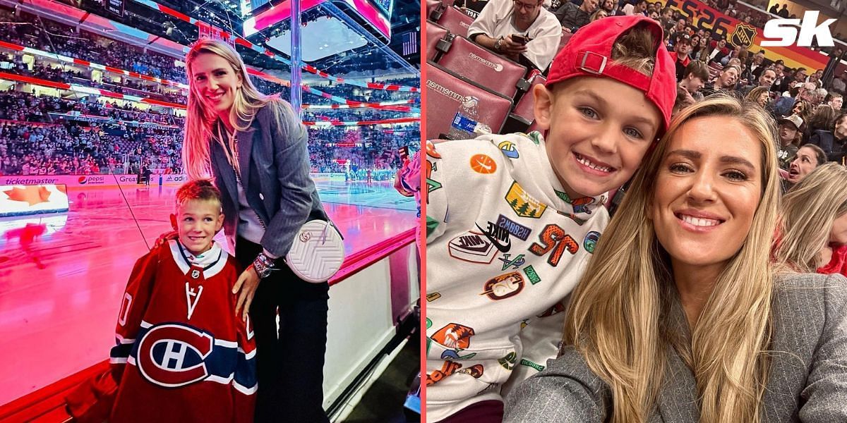 Victoria Azarenka and son Leo show support for Montreal Canadiens in NHL game