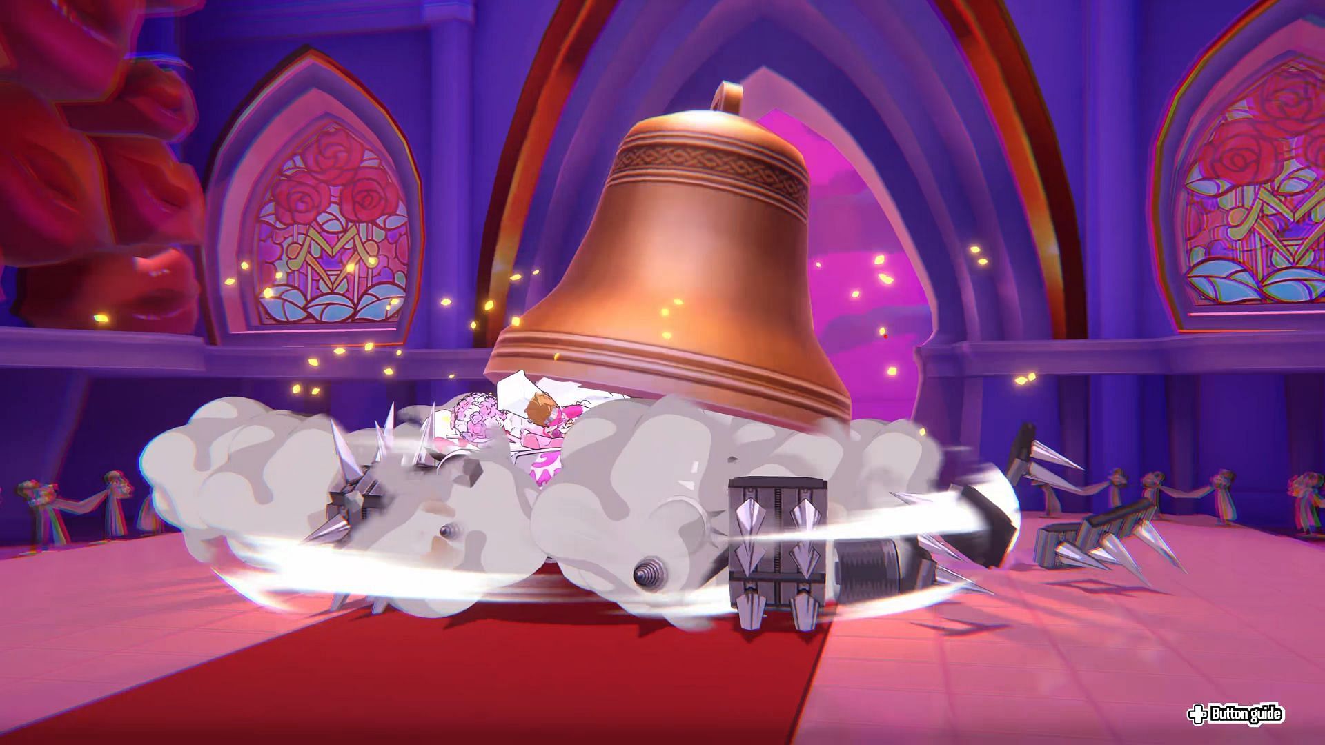 Toshiro will drop the giant bell on top of Marie to end the fight (Image via Sega)