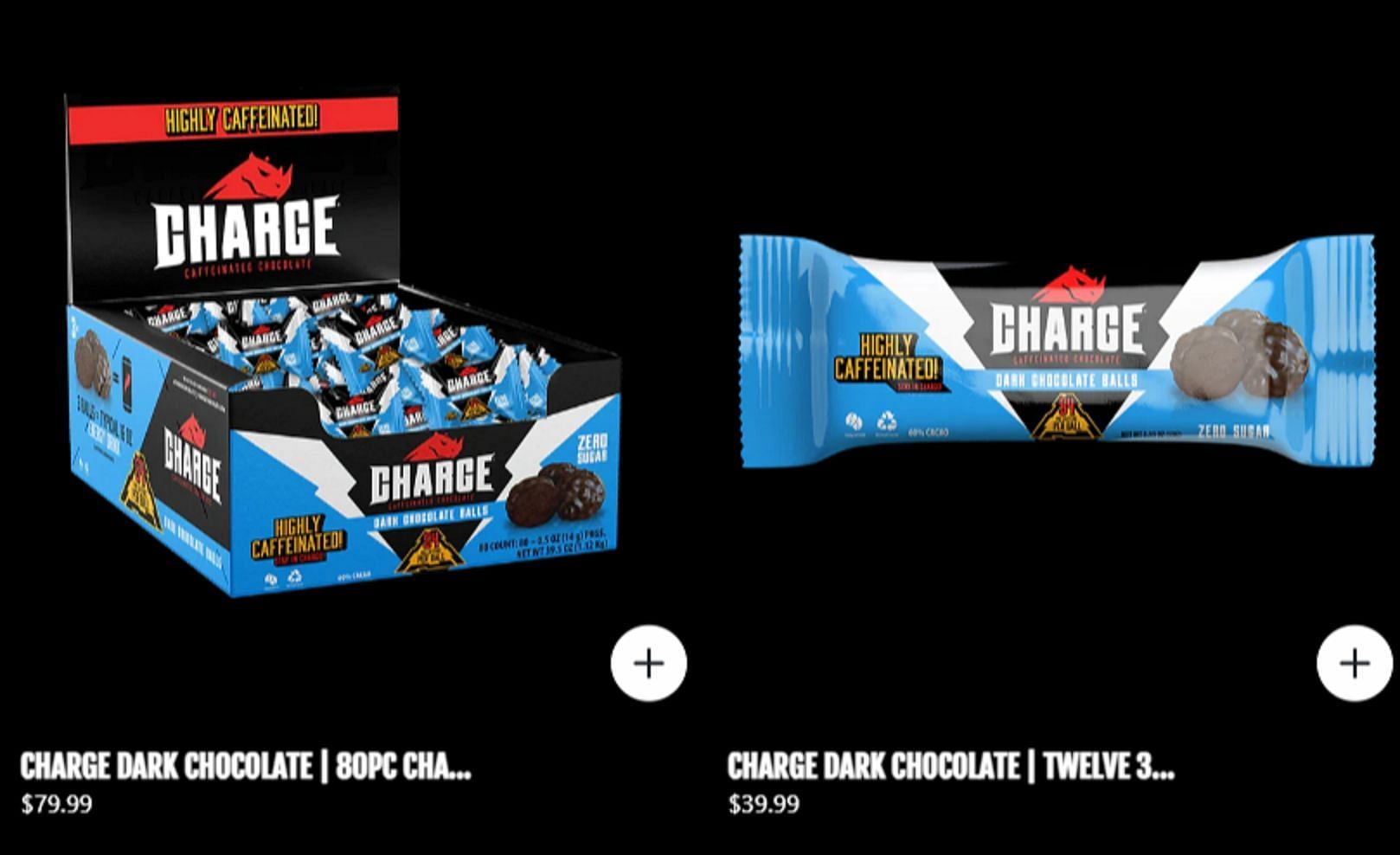 Charge Dark Chocolates priced at $79.99 and $39.99. (Image via chargechocolate.com)