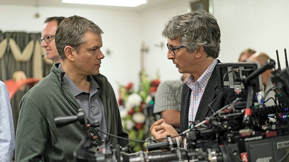 Alexander Payne &amp; Matt Damon while filming(Image via Paramount Pictures)