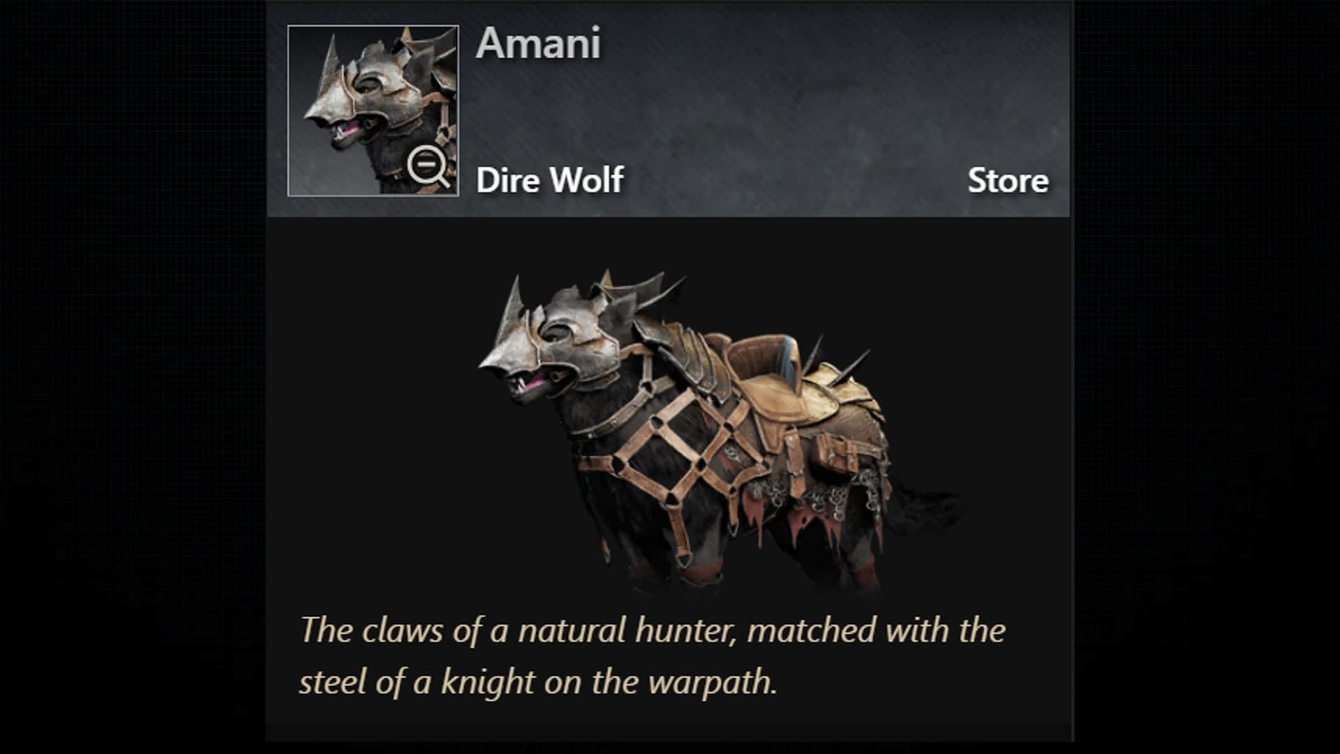 Amani is a wolf mount in the game (Image via Amazon Games)