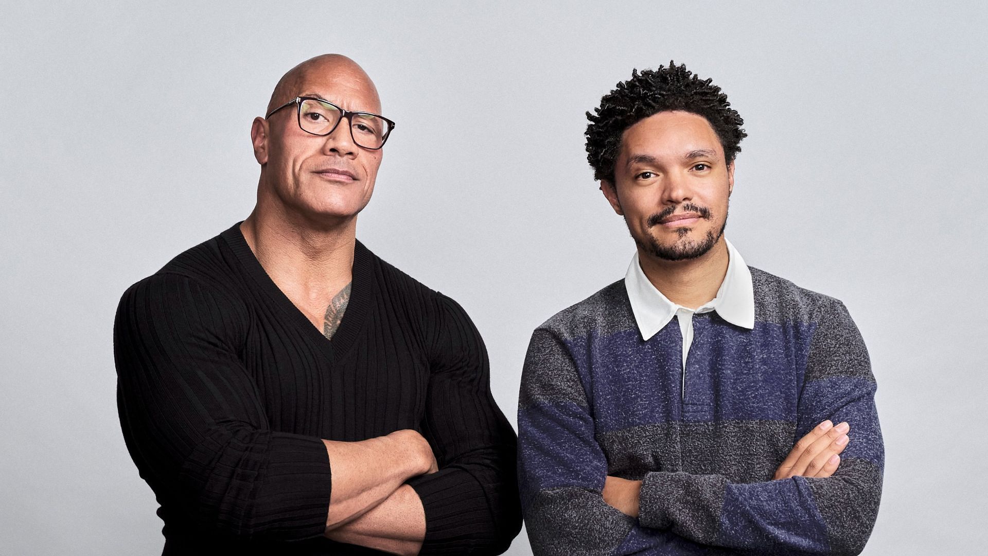 Dwayne Johnson and Trevor Noah (Image via @Trevornoah/Twitter)