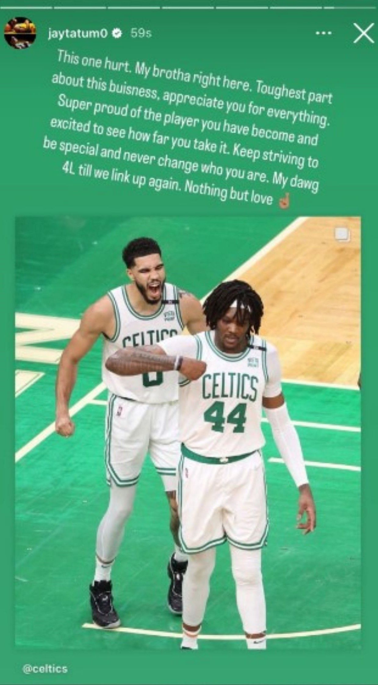 Jayson Tatum&#039;s touching message to Robert Williams