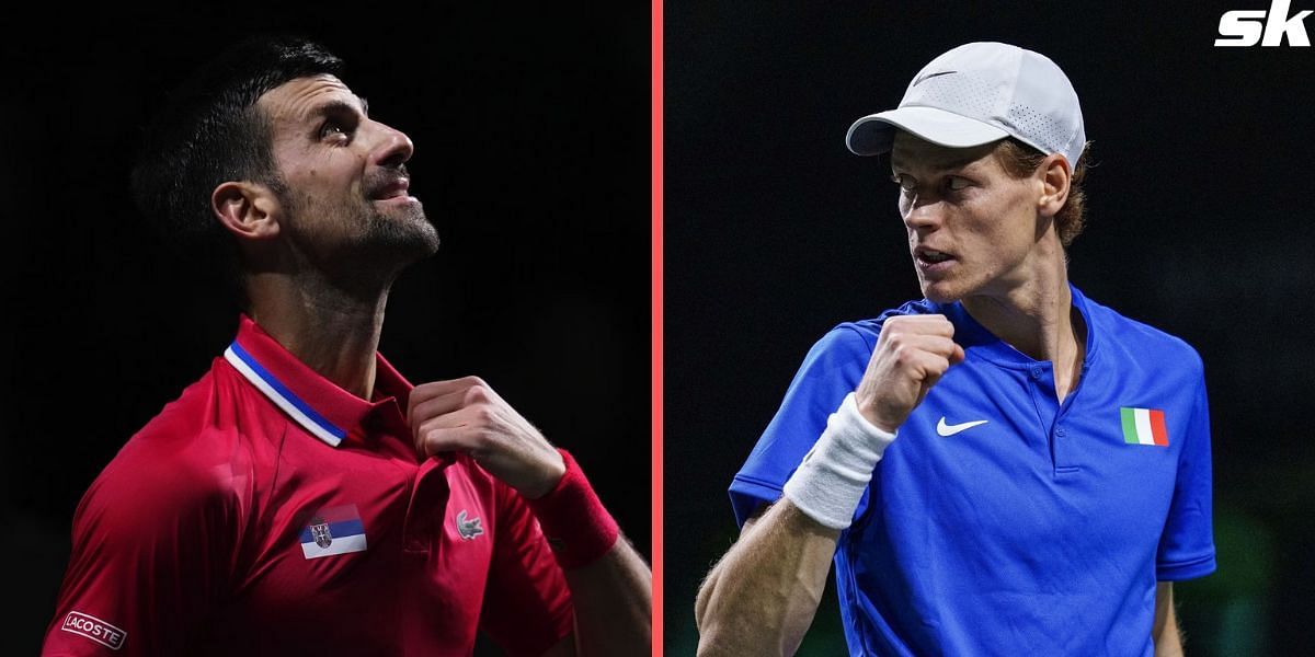 Novak Djokovic (L) and Jannik Sinner (R)