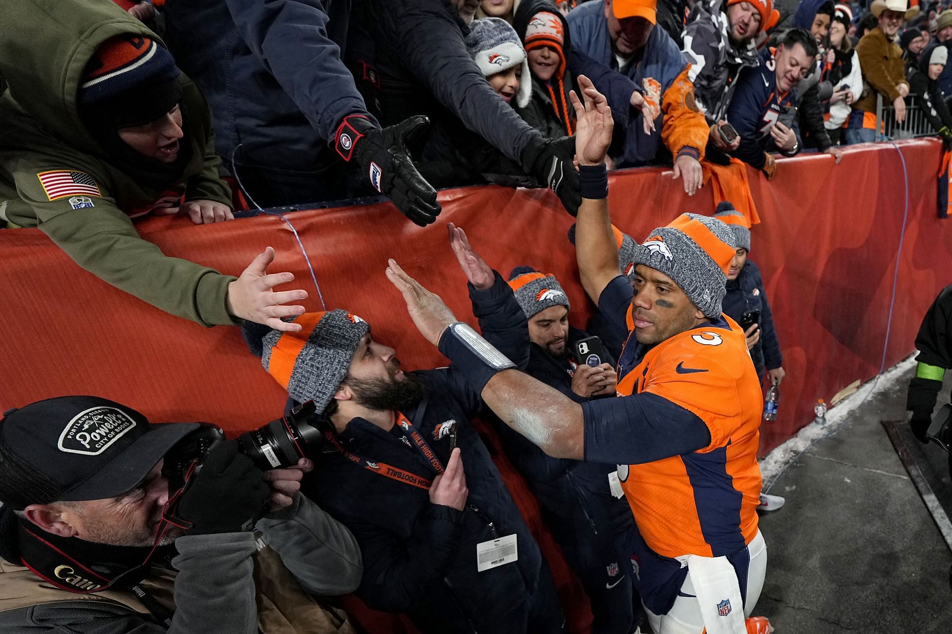 Russell Wilson greets fans after Broncos&#039; win