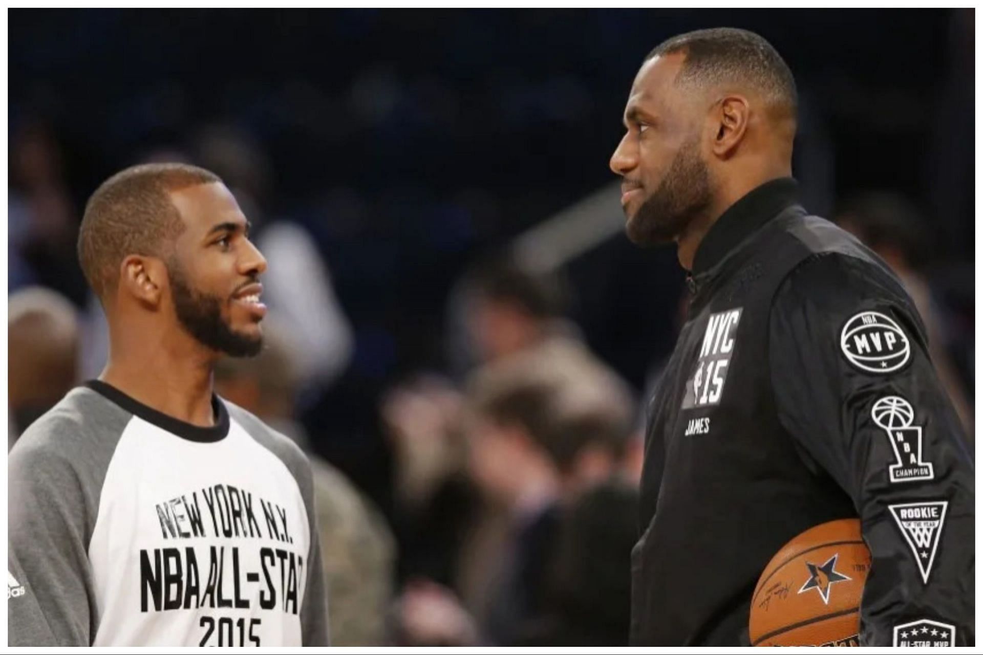 Chris Paul (left) and LeBron James (right) are the two longest-tenured active NBA players