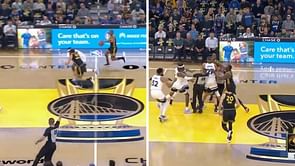 WATCH: Jaden McDaniels tears apart Klay Thompson's jersey in intense brawl midcourt