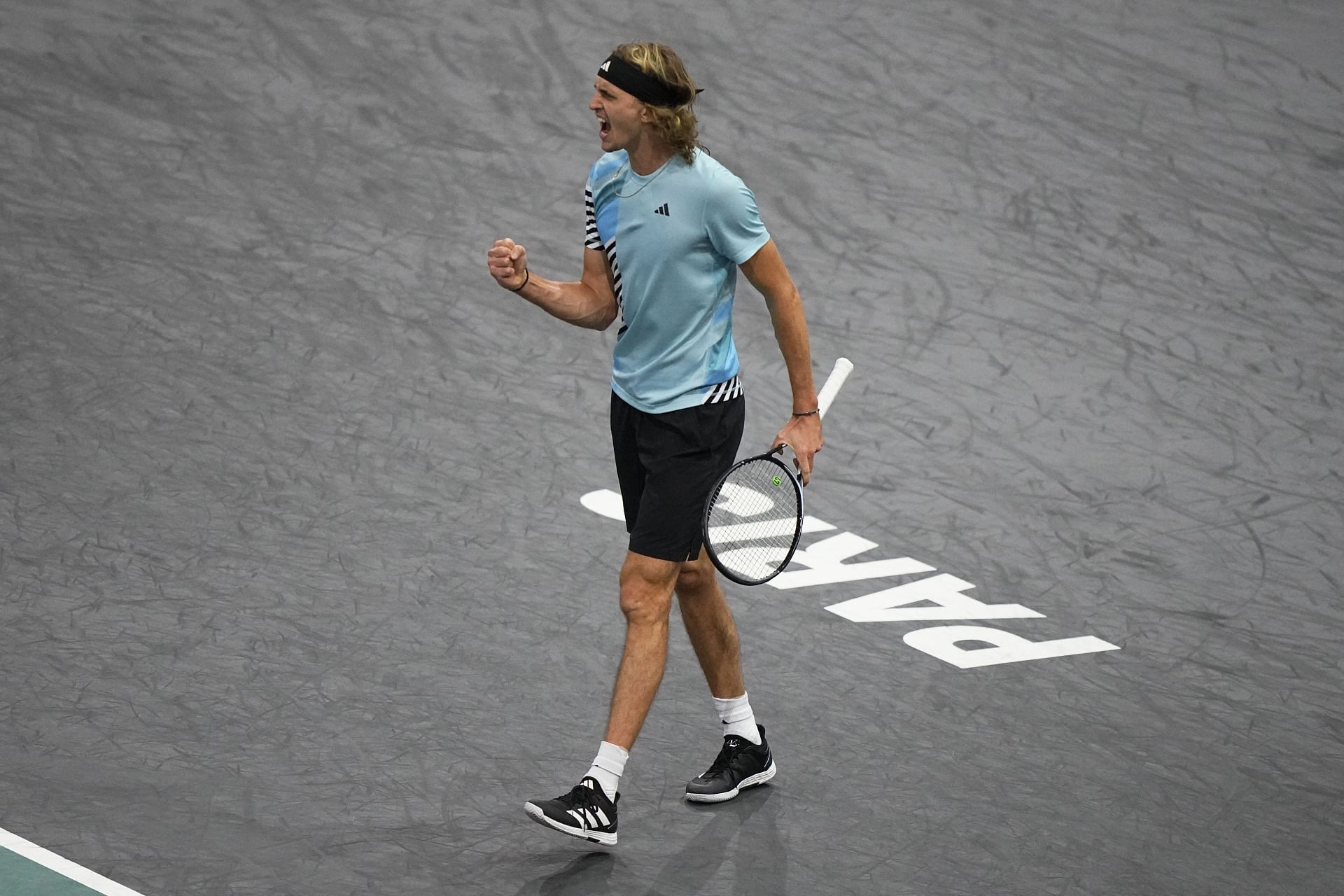 Alexander Zverev in action at the 2023 Paris Masters