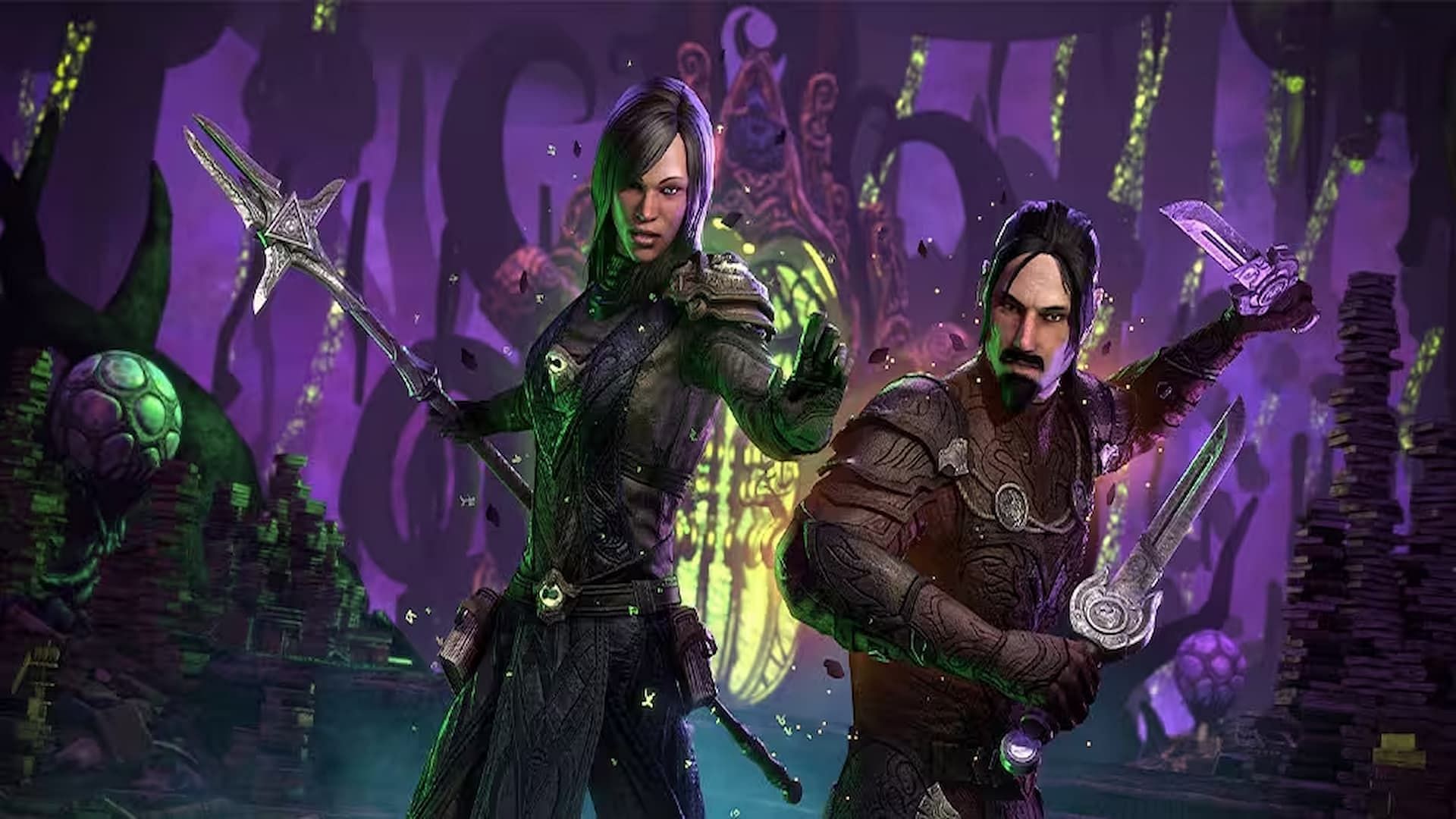 A female mage and a male rogue in The Elder Scrolls Online Endless Archive