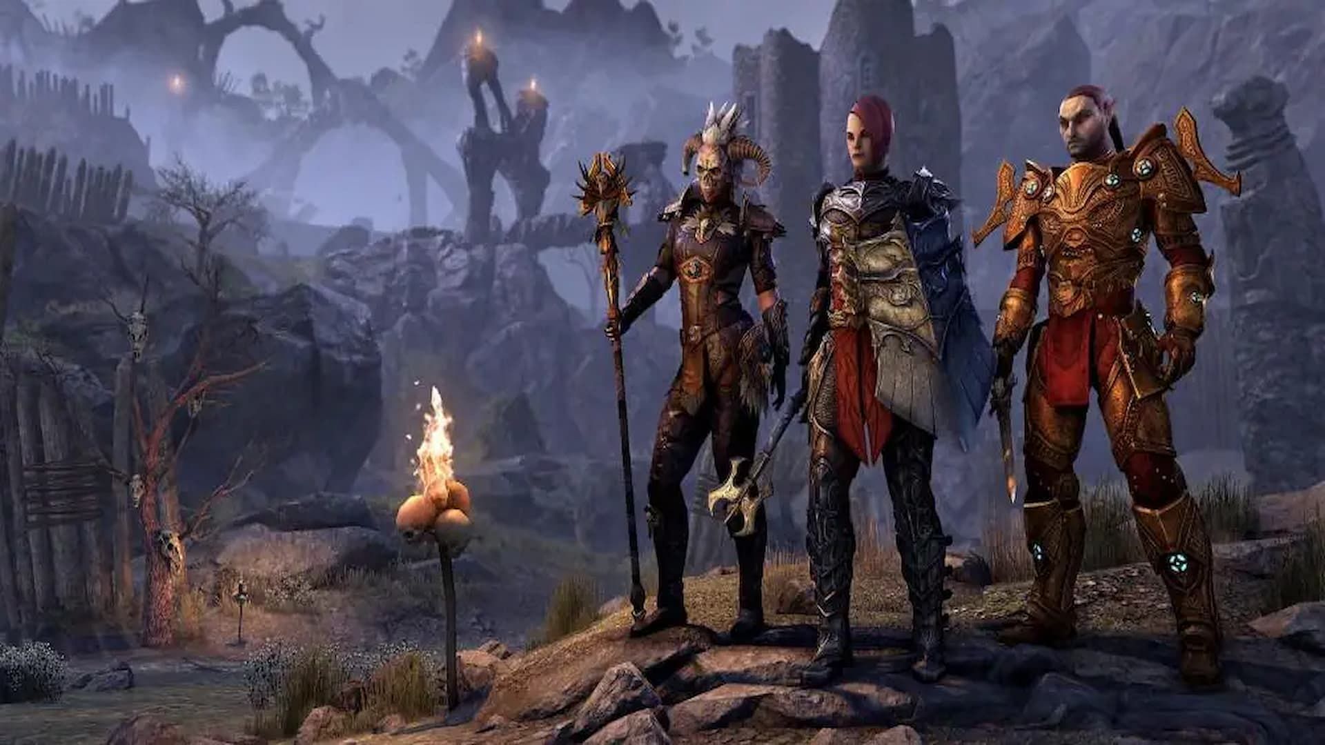 Players in unique armor sets in The Elder Scrolls Online