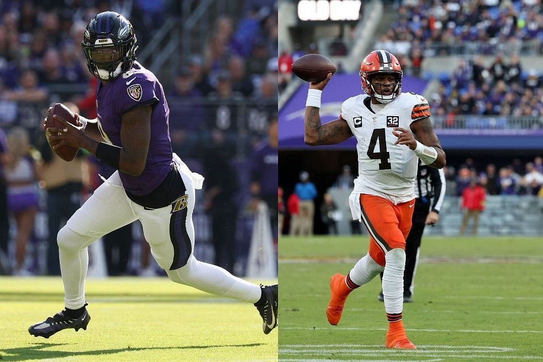 Lamar Jackson, left, Deshaun Watson, right 