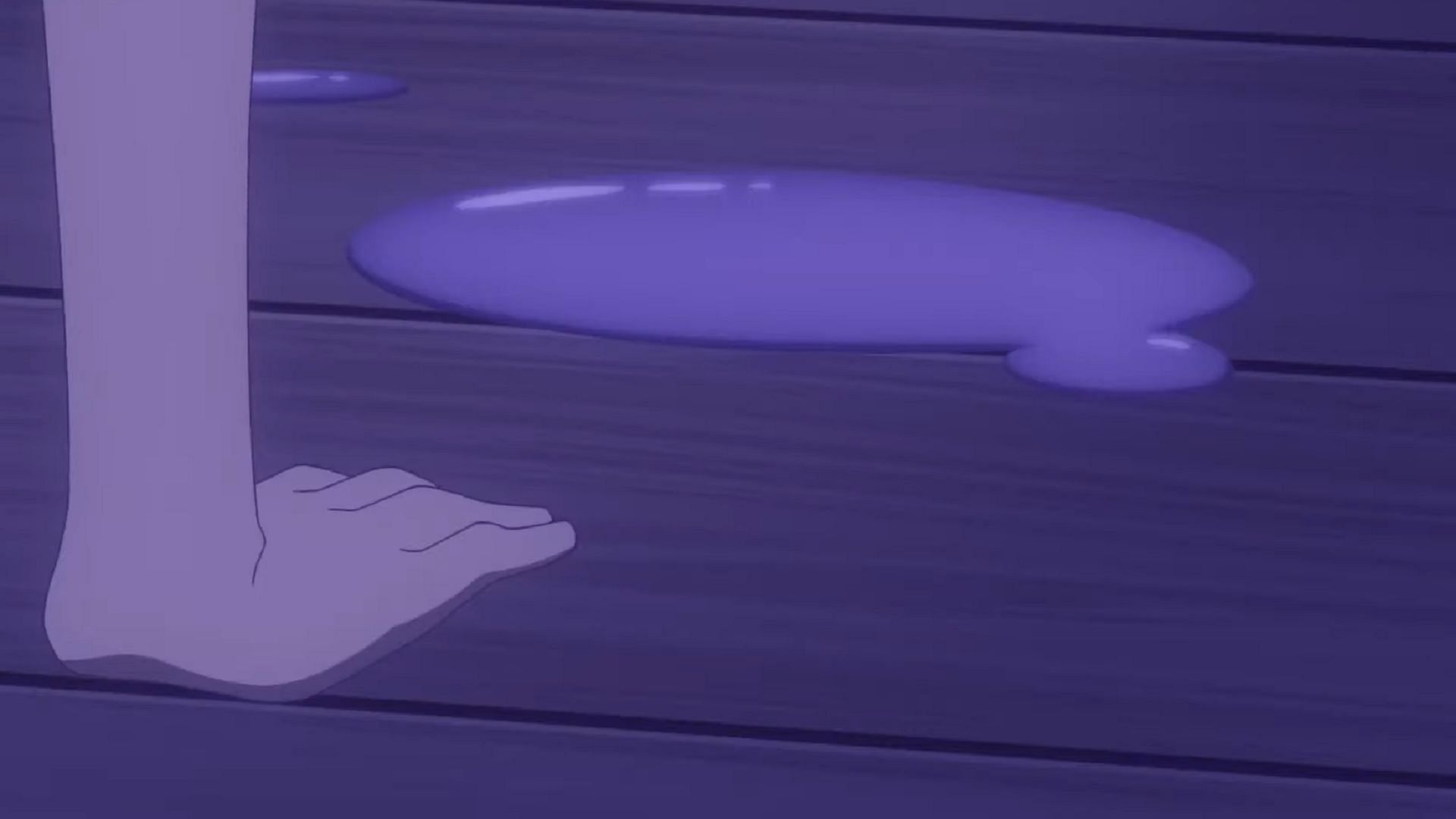 A creature leaves behind purple liquid on the Brave Olivine in Pokemon Horizons Episode 30 (Image via The Pokemon Company)