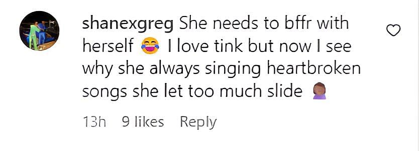 Another users calls the singer out (image via @shanexgreg on Instagram)