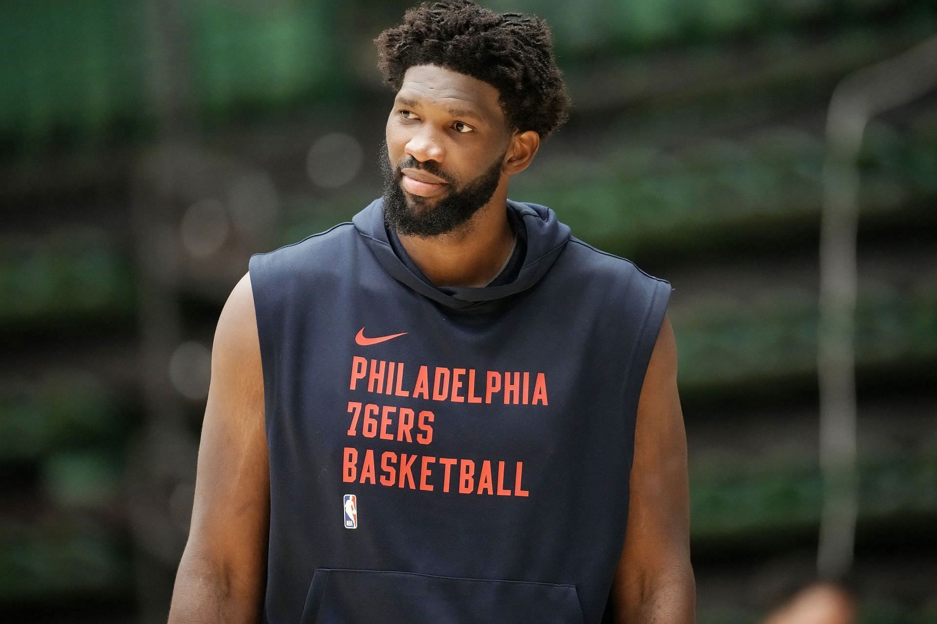 Joel Embiid during Sixers practice