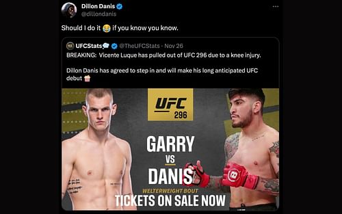 Dillon Danis teases a UFC debut matchup against Ian Garry. [via X @dillondanis]