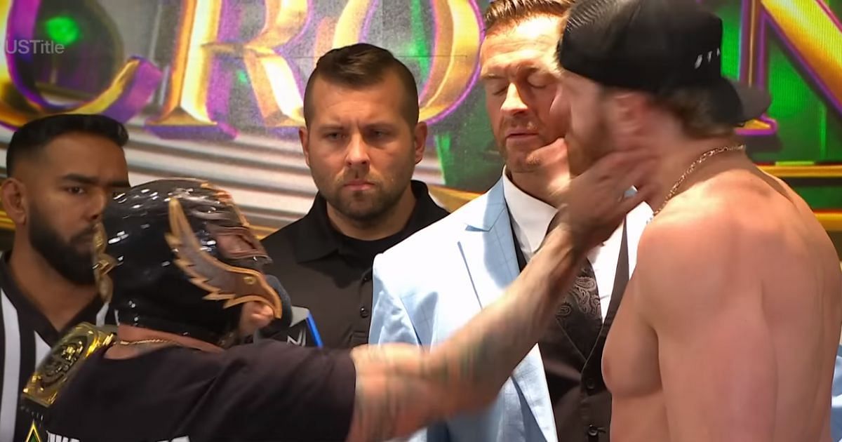 Rey Mysterio seemingly got the better of Logan Paul during their weigh-in face-off.