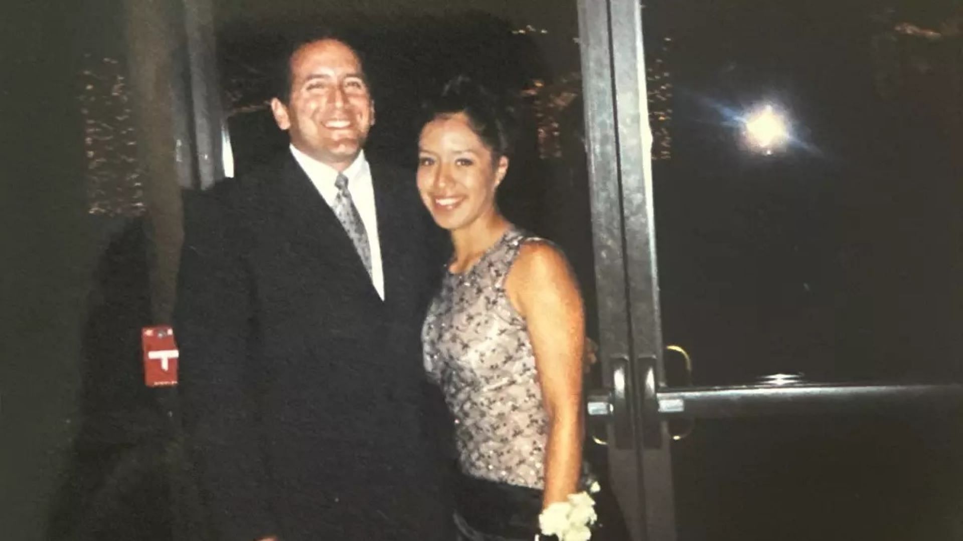 Accuser Clarissa Vizcaino with former coach Michael Guzman at her Woodrow Wilson High School prom in 2002. (Image via Clarissa Vizcaino)