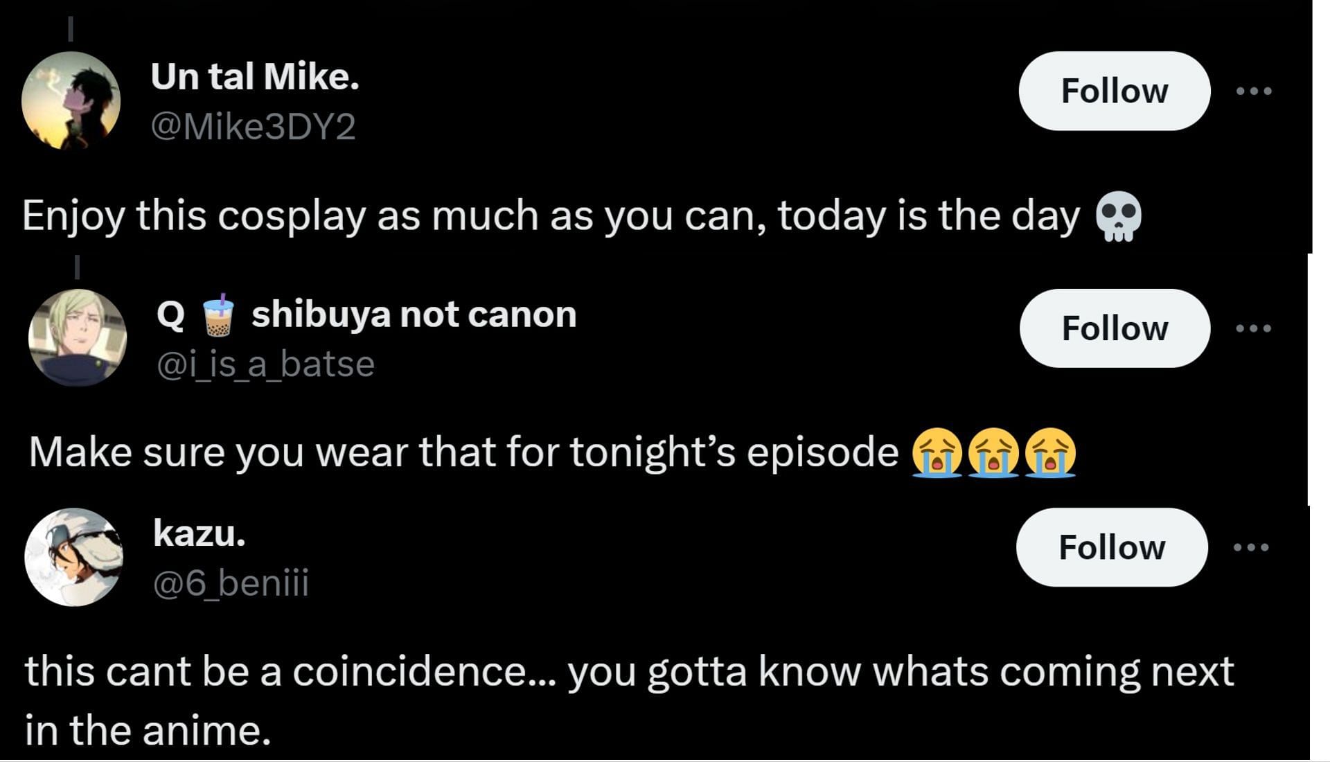 Fans are worried about the cosplayer&#039;s reaction to the upcoming episode (Screengrab via X)