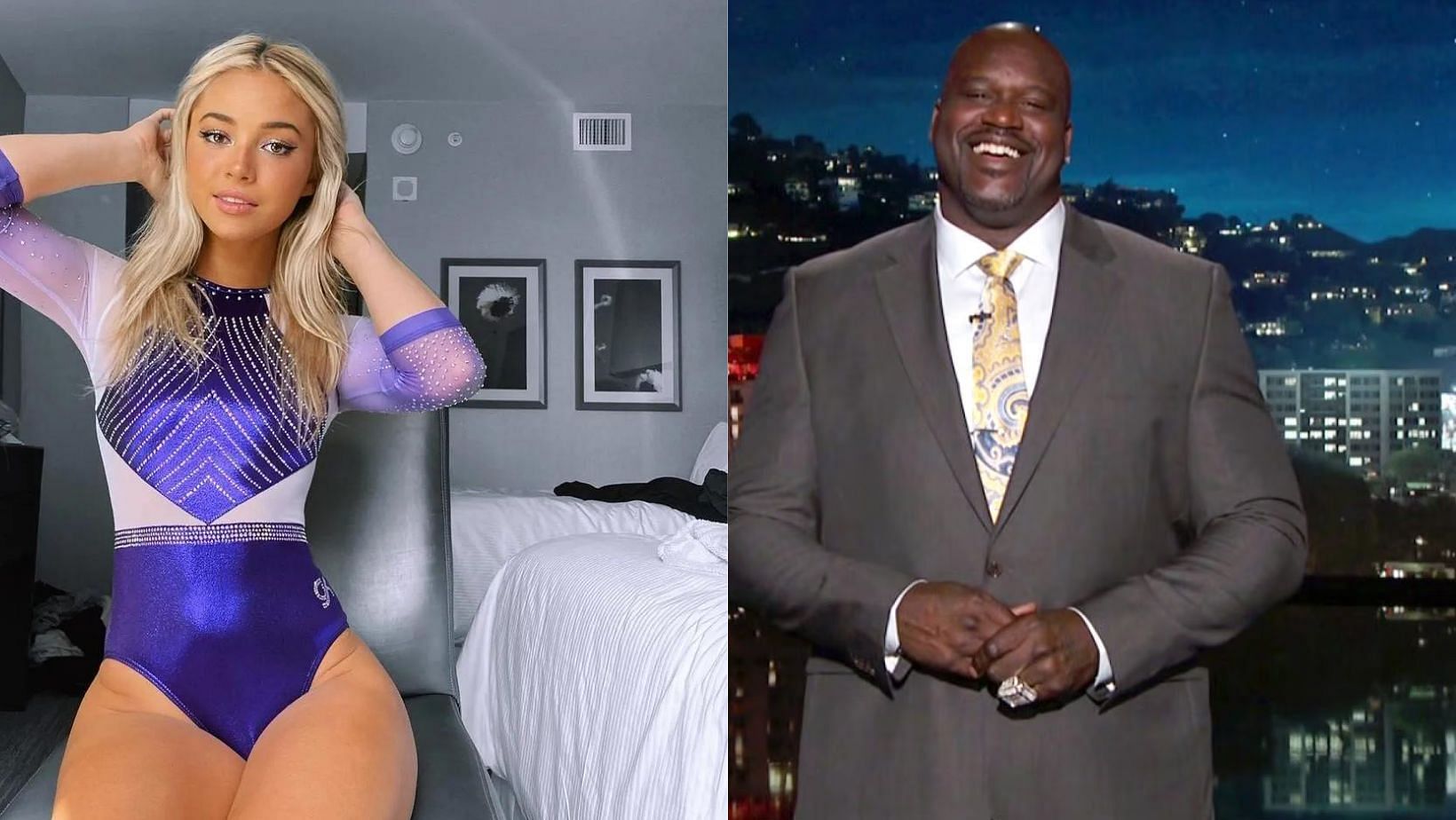 Olivia Dunne poses with Shaq and boyfriend Paul Skenes