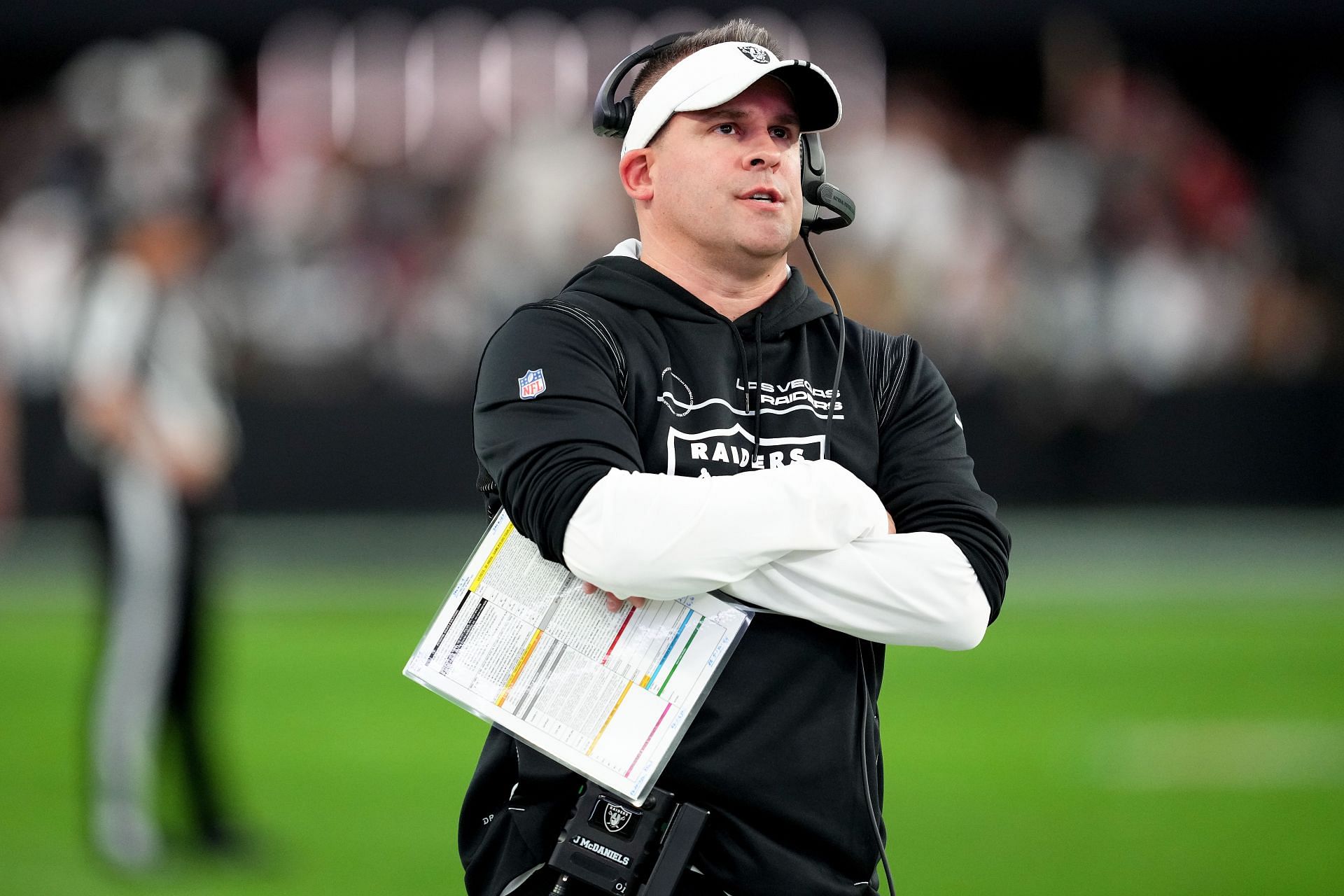 Josh McDaniels at San Francisco 49ers v Las Vegas Raiders