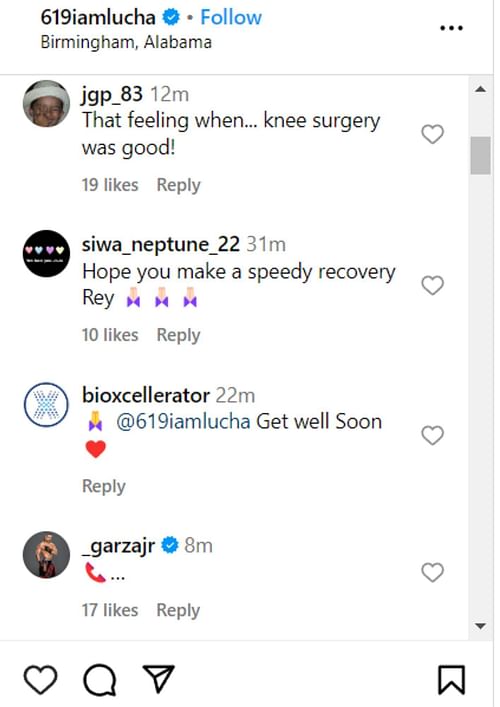 Angel Garza's comment (the last one) on Rey Mysterio's post.