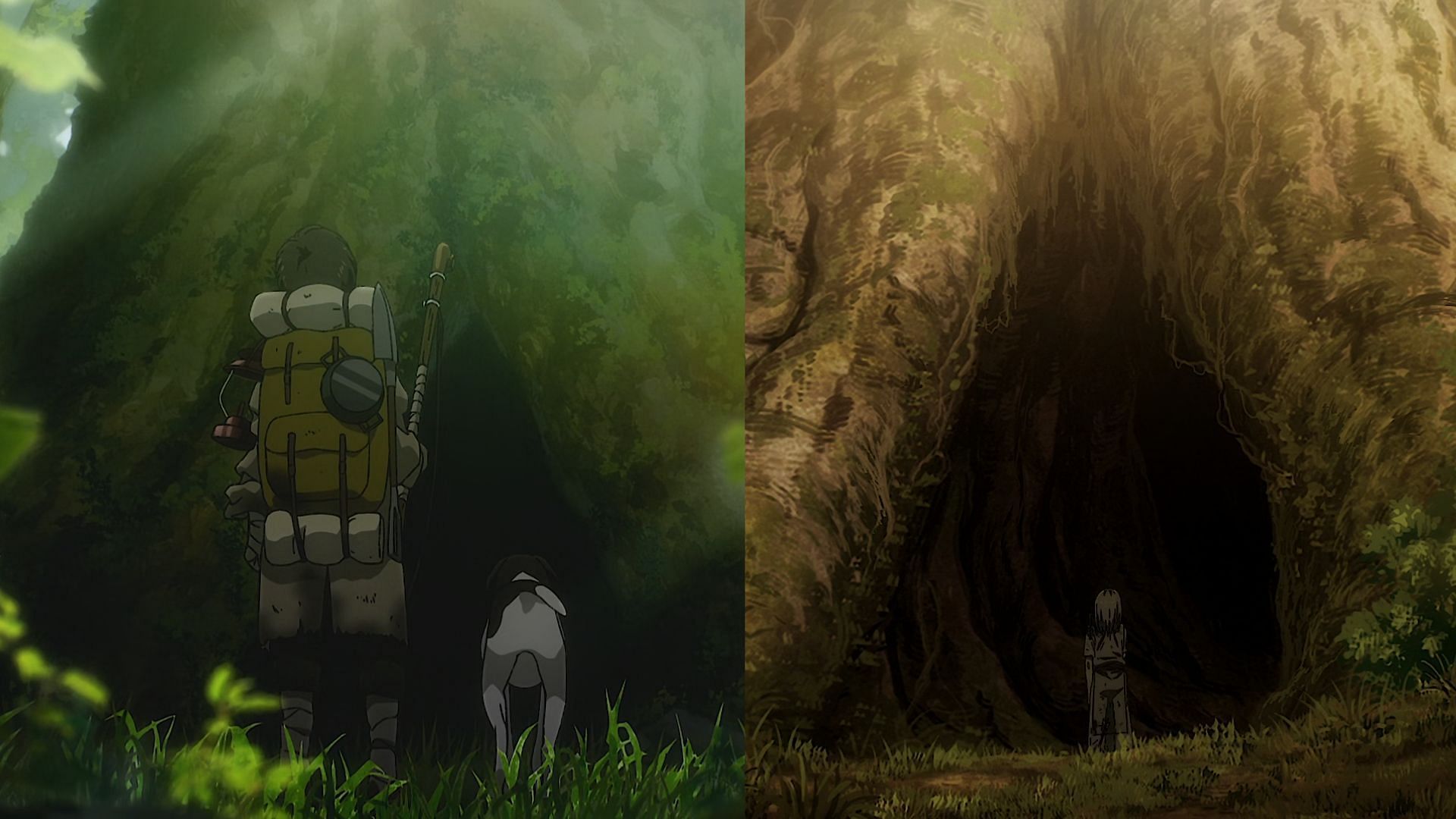 The Founder Ymir and the kid from the extended ending of Attack on Titan (Image via Mappa)