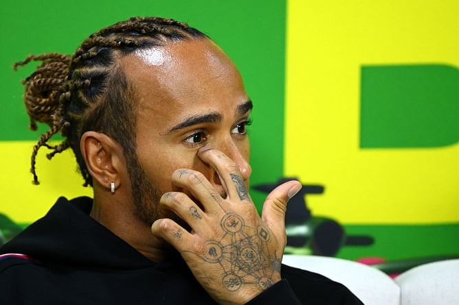 “The floor is not sucking it down”: Lewis Hamilton draws a worried figure after a dismal Mercedes outing in Brazil