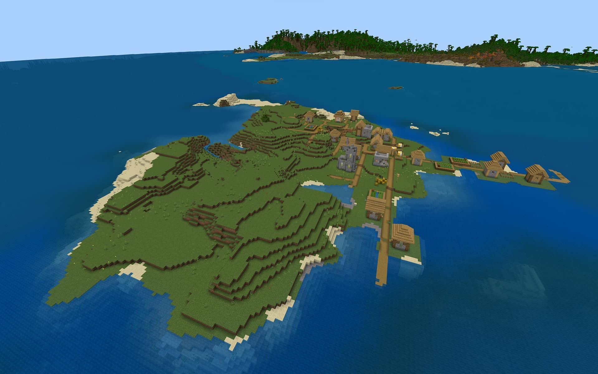 Players can take part in an exciting survival adventure with this seed (Image via Mojang)