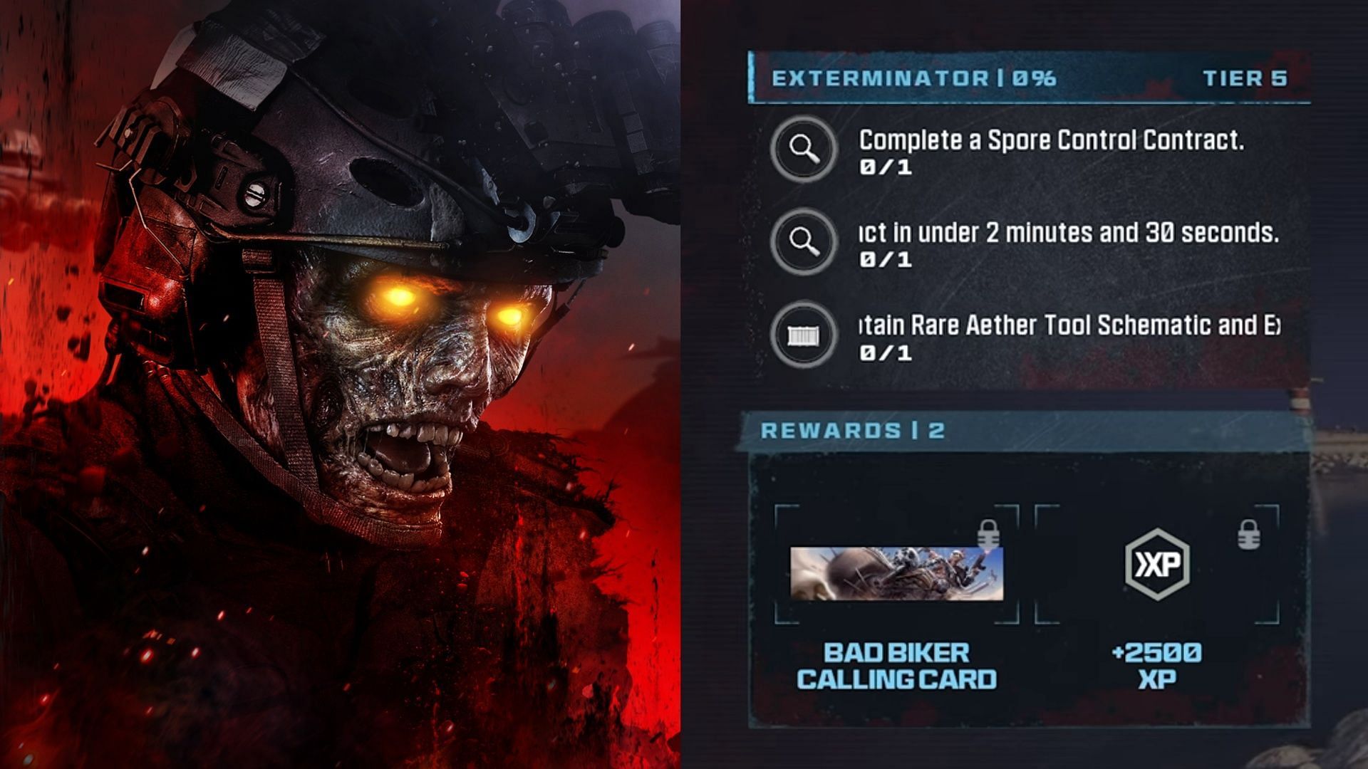 All rewards in the Exterminator mission in MW3 Zombies (Image via Activision)