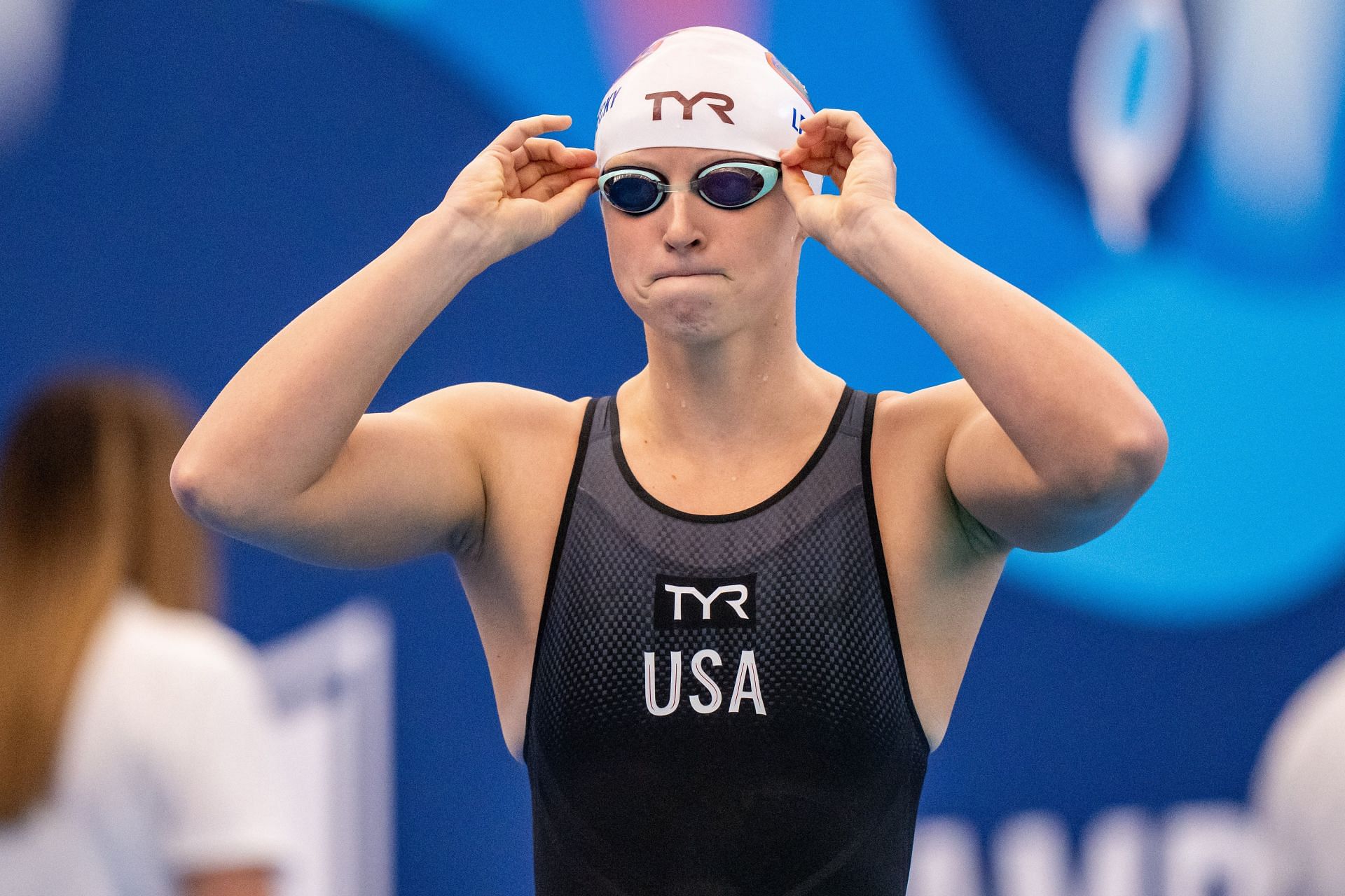 Katie Ledecky warms up before the Women&#039;s 800-meter freestyle Final on day 1 of the Toyota US Open
