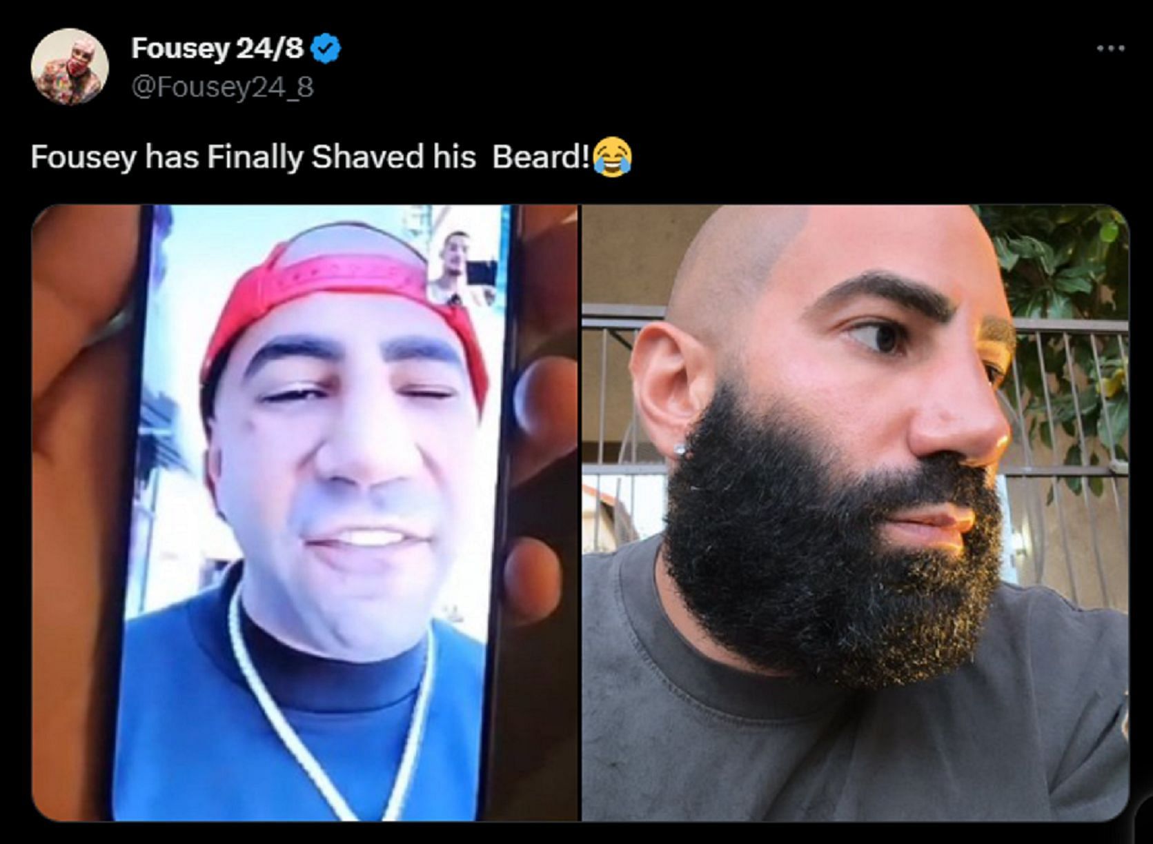 Fans get a glimpse of his new look (Image via X/@Fousey24_8)