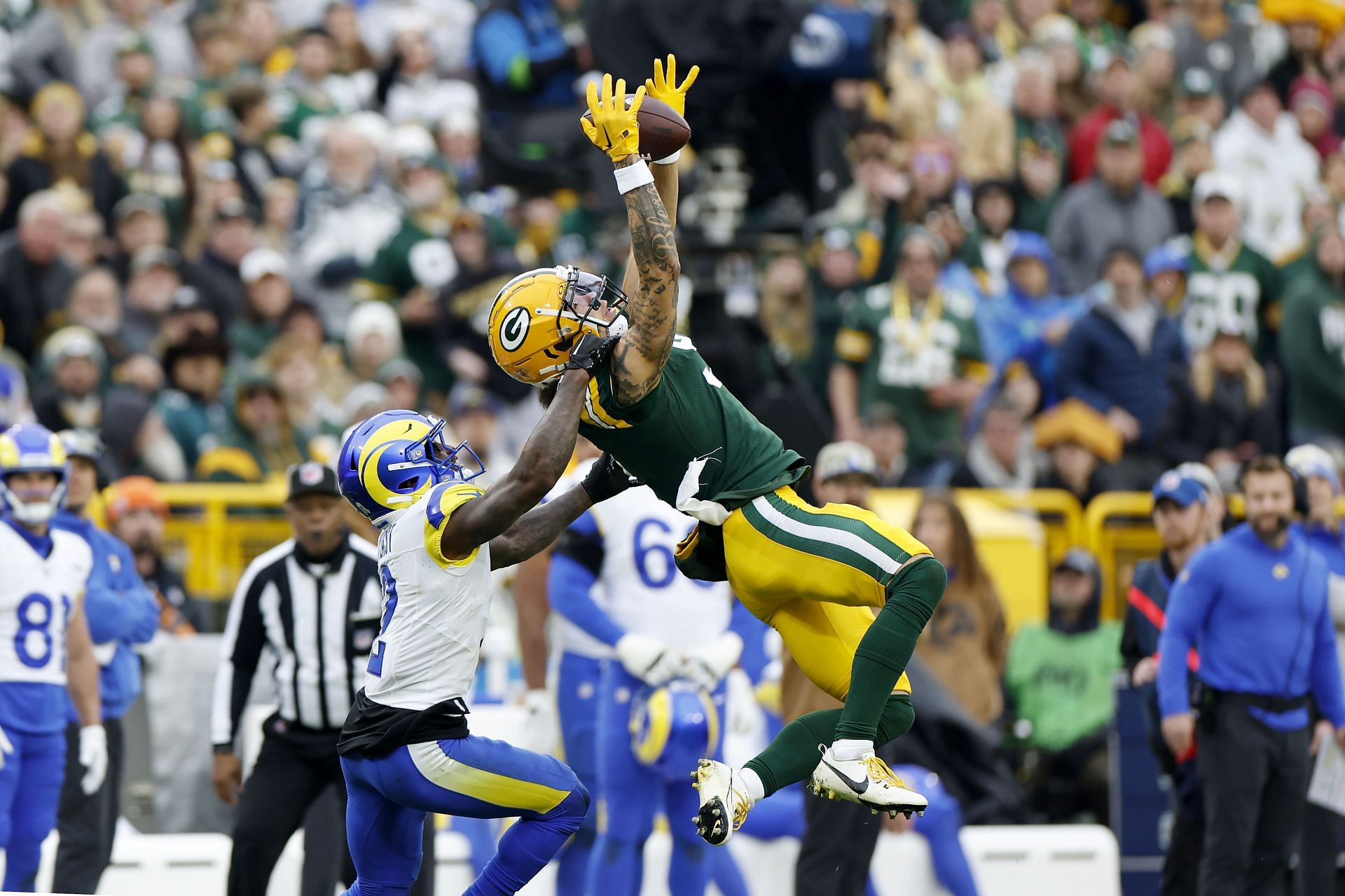 Christian Watson during Los Angeles Rams v Green Bay Packers