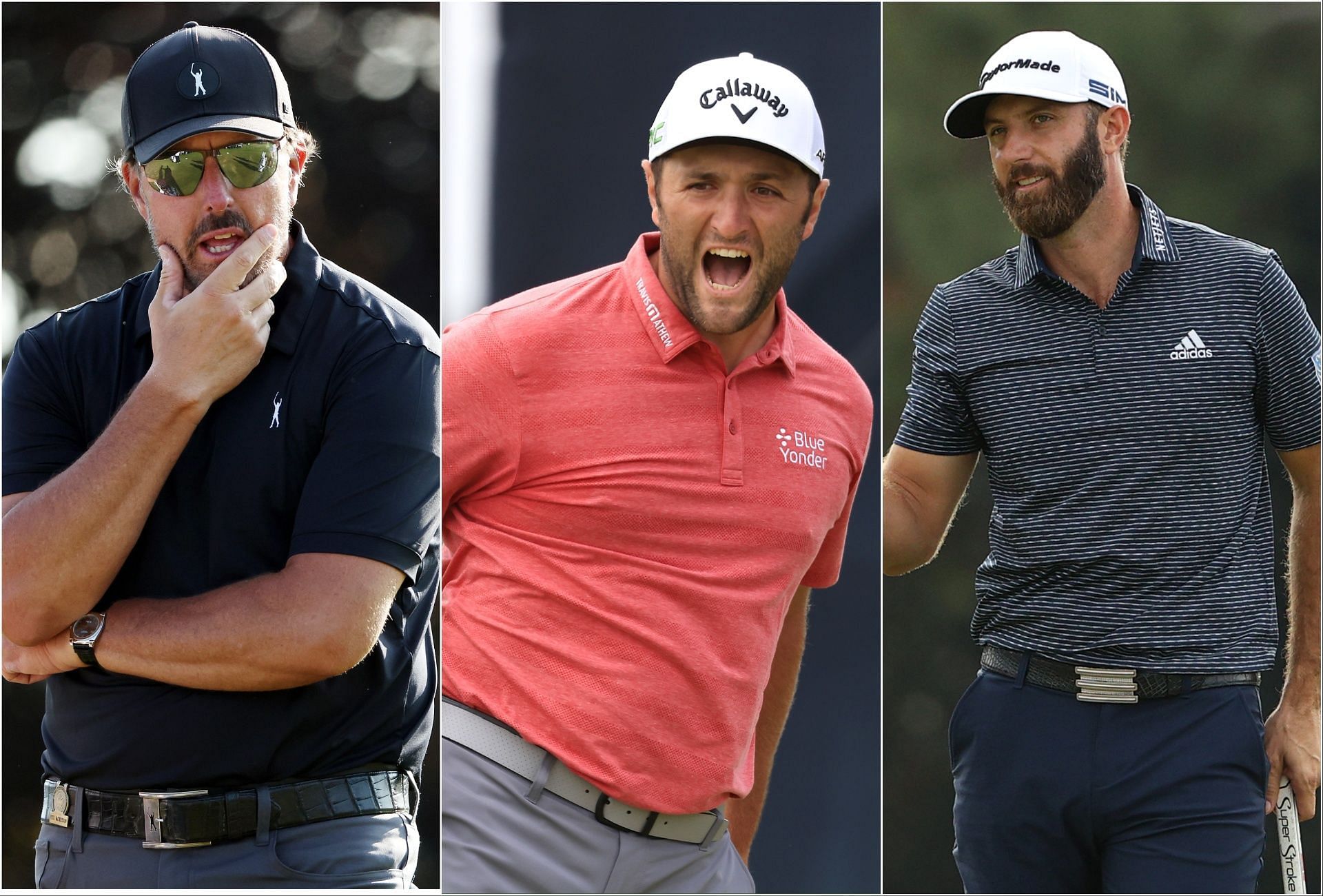 Phil Mickelson, Jon Rahm, and Dustin Johnson (via Getty Images)