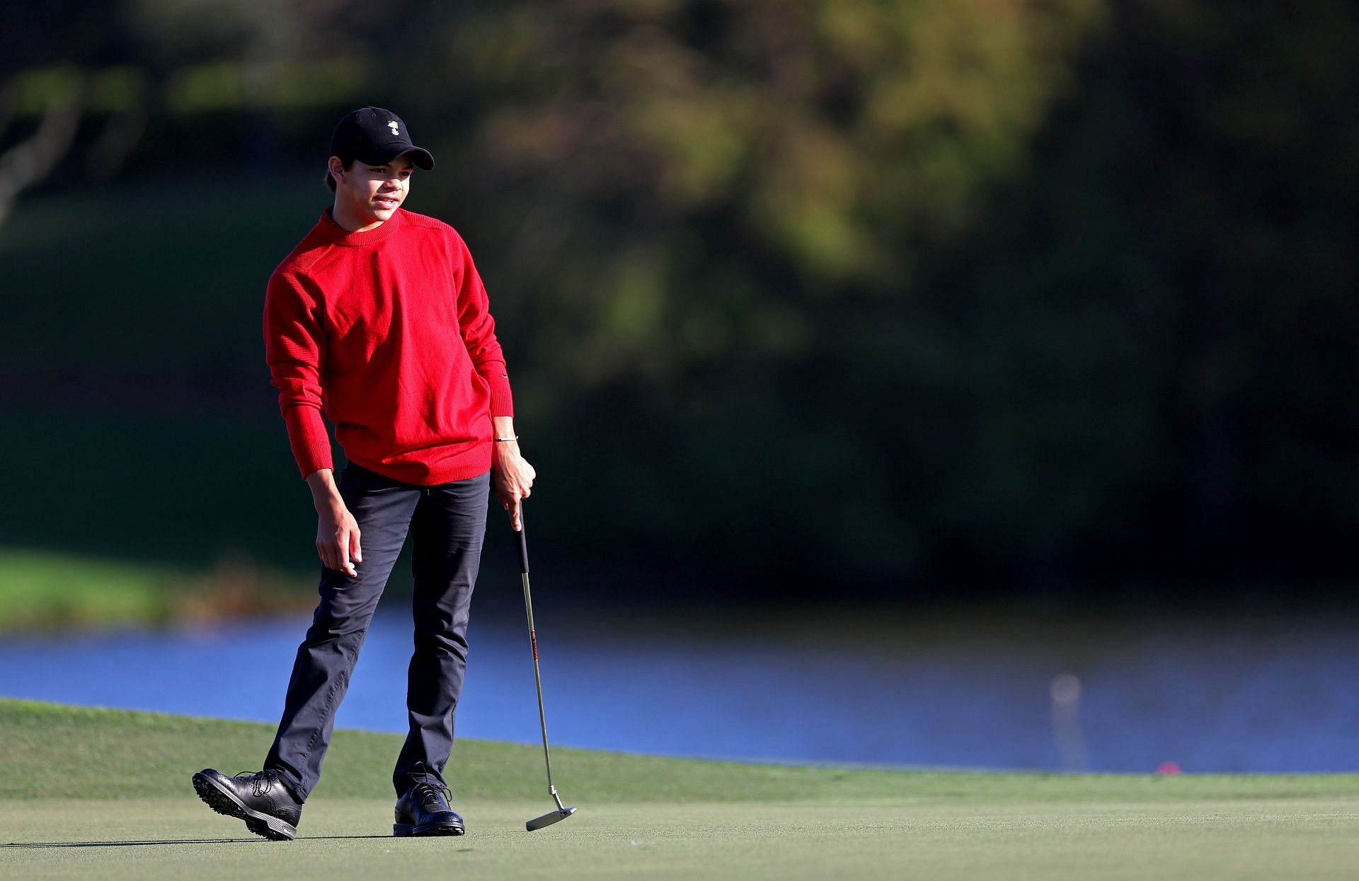 Tiger Woods WATCH Charlie Woods scores a delightful chip shot at