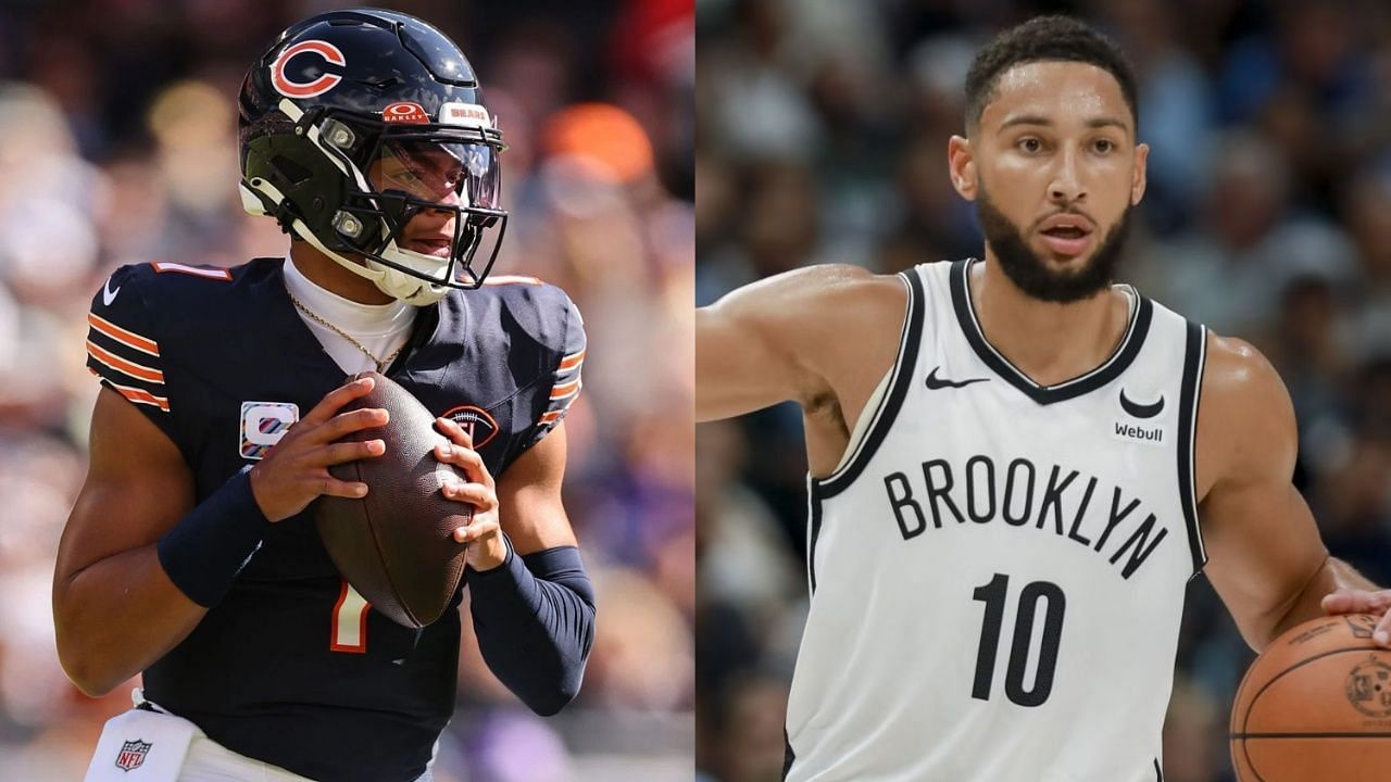 Justin Fields of the Chicago Bears and Ben Simmons of the Brooklyn Nets