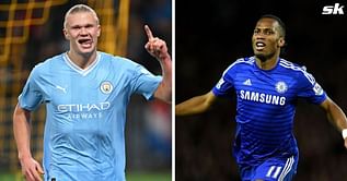 Erling Haaland mimics Chelsea icon Didier Drogba's celebration after scoring for Manchester City against Young Boys in the UCL