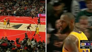 Watch: LeBron James stays hot from 3 after sinking a near-logo attempt
