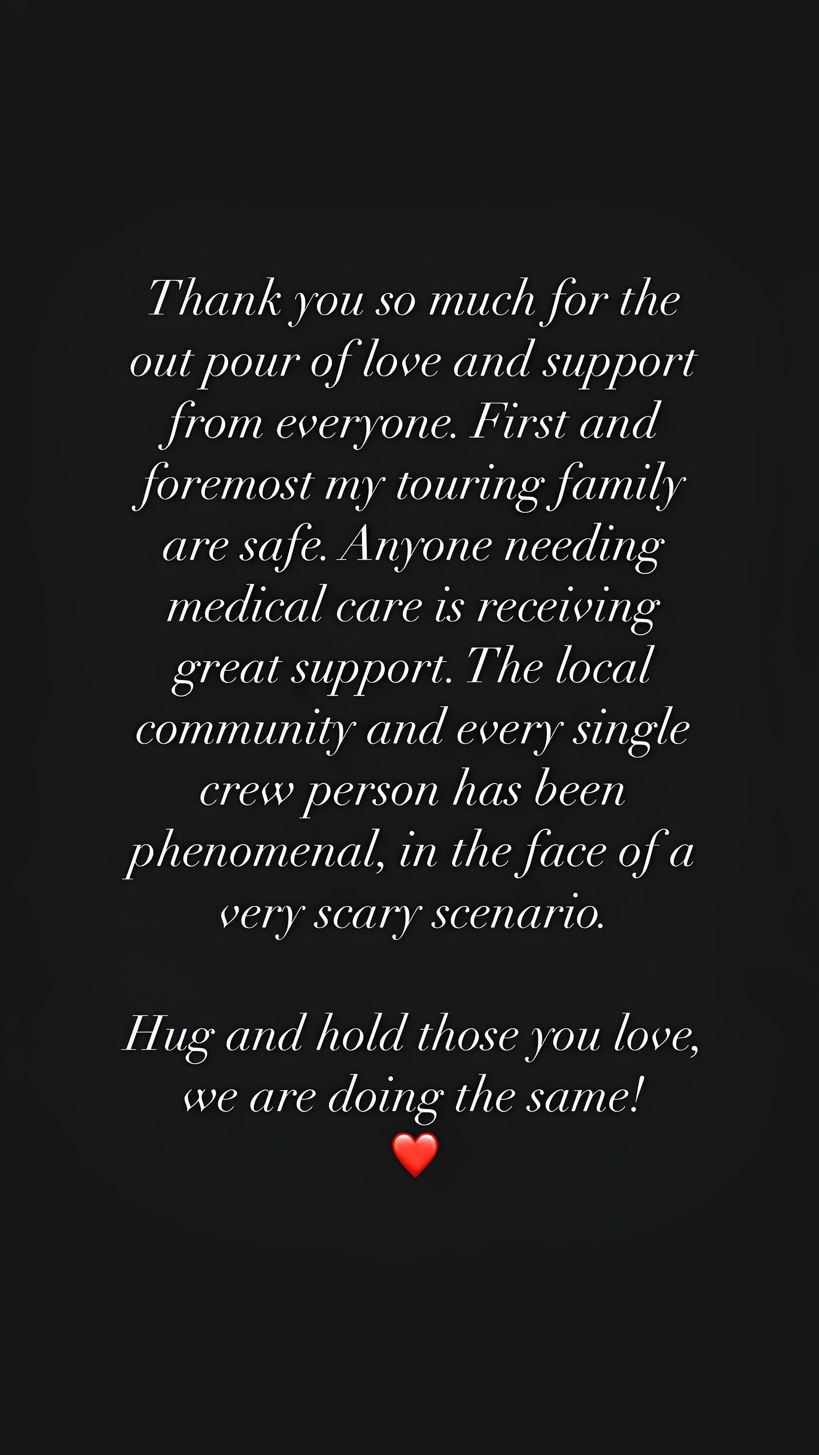 Shania Twain shows gratitude for the support she received for her tour bus accident (image via @shaniatwain/Instagram)