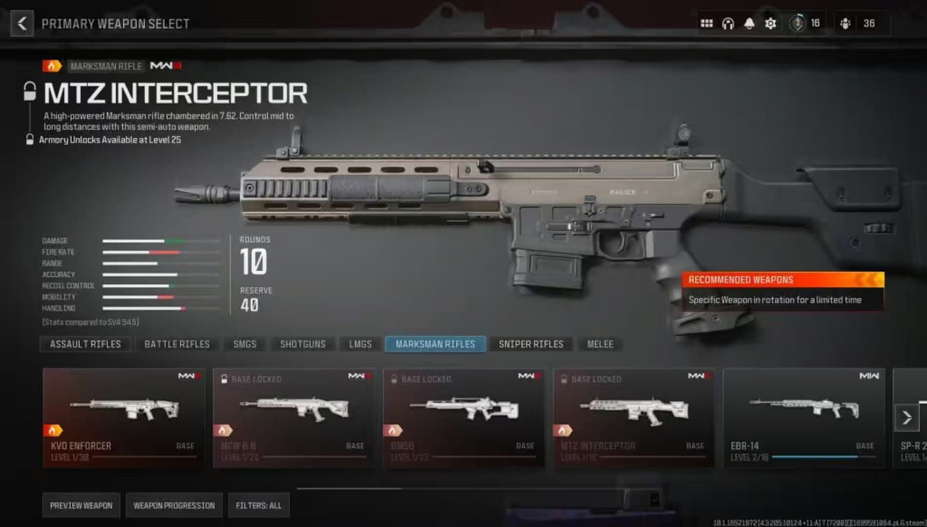 The MTZ Interceptor marksman rifle in Modern Warfare 3 (Image via Activision)